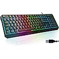 KLIM Chroma Gaming Keyboard UK Layout + Slim, Durable, Ergonomic, Quiet, Water Resistant, Silent Keys, USB + Wired Backlit Keyboard for Laptop PC Mac Gamer PS4 keyboard + NEW VERSION + Black