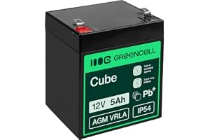 Green Cell AGM 12V 5Ah VRLA Blybatteri för Larm och Brandskyddssystem | För Kassasystem och Vågar, Barnleksaker, Gräsklippare, Övervakningskameror och Telekommunikationssystem