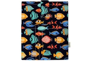 KAPAX Book Sleeve Cover - Hard Books Cover for Paperback, Washable Fabric, Book Protector- Padded, Tablet Pc Case Cover for Adult (Aquarium)