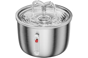 Spofan Fontanella per Gatti in Acciaio Inossidabile, 2L Fontana per Gatti Cani con Pompa Silenziosa, Filtro ai Carboni Attivi, Spugne, Tre Modelli di Flusso D'acqua, Livello Dell'acqua Visibile
