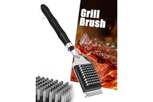 MRUN BONE Grillbürste, Grill Reinigungsbürste Edelstahl Schaber, 31.5CM Extra Langer und Wärmedämmung Griff, Grillbürste für gussrost, Grill zubehör für Gasgrill, Holzkohlegrill, Elektrogril,Grillrost