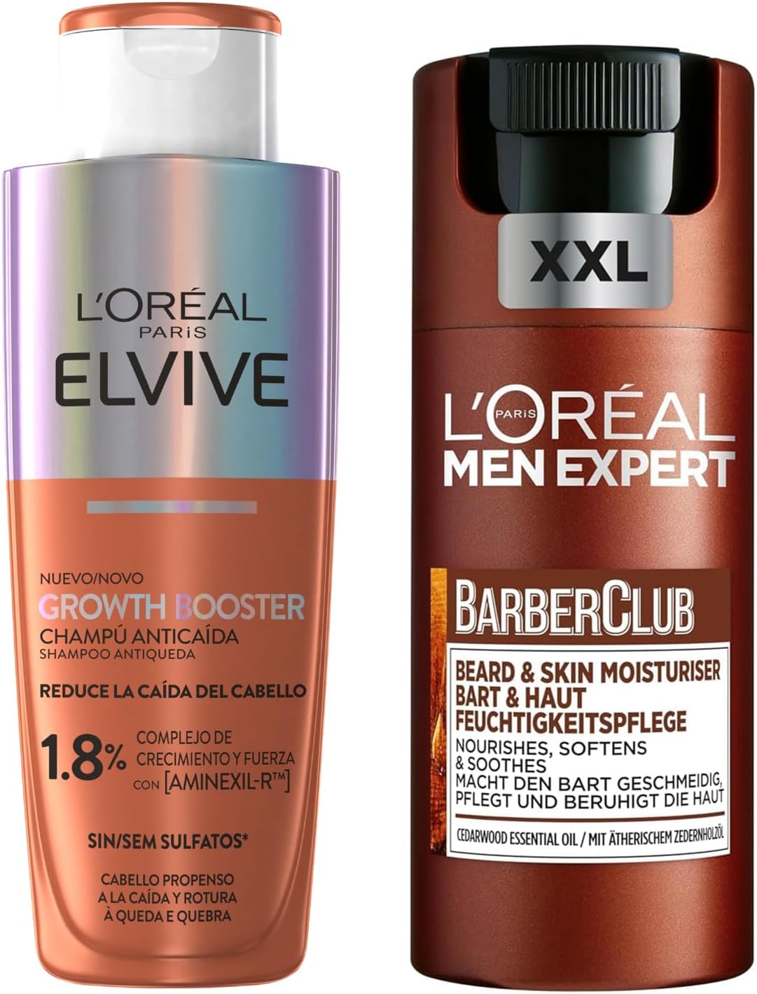 L'Oréal Men Expert Barber Club 2-in-1 Moisturizing Gel Cream for Skin and Beard XXL 100 ml + Elvive Growth Booster Anti-Hair 