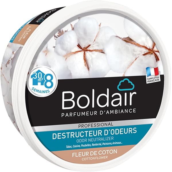 Destructeur D'Odeurs Boldair - Gel Ambre 300g (Lot De 2) - Élimine Mauvaises Odeurs 8 Semaines - Pour Maison, Voiture, Bureau