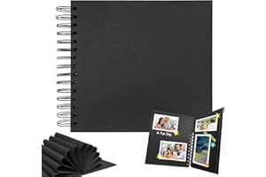 KLERBESH Petit album photo à personnaliser Scrapbooking Livre, 20.5x20.5cm Album à Spirale en Papier Kraft, Album Photo Reliure Spirale Convient pour Souvenirs Voyage, Fêtes Fin D'études (Noir)