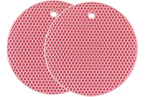 Tapis de dessous de plat en silicone Tapis de séchage polyvalent résistant à la chaleur jusqu'à 464 ° F, support de pot, étanche, (lot de 2) antidérapant, flexible, durable (Pink)