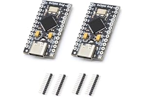 QIQIAZI Pro 32U4 scheda di sviluppo, Pro 5 V/16 MHz Microcontrollore,con 2 Pin Header, con tipo C interfaccia,compatibile con Arduino（2PCS）