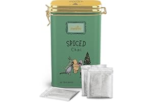 Charbrew Christmas Winnie Spice Chai Tea – 60 Teabags in Reusable Clip-Top Metal Tin | Festive Spiced Black Tea | Perfect Holiday Tea Gift