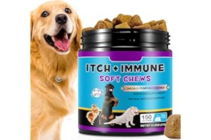 BIEYOC Dog Allergy Immune Chews, Support Skin & Coat, Soothe Itchy Skin, Stop Itching, Licking, Suitable for All Breeds and Sizes, 150 pcs/Duck