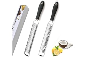 Shiadarix Ralladores de Cocina Manual Rallador de Queso para Limón, Ginger, Chocolate, Fino Zester en Acero Inoxidable con Funda Protectora y Mango de Silicona | Negro (2 Piezas Set)