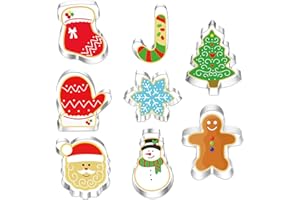 Calkkrer 8 Pezzi Set di Forme per Biscotti di Natale Grandi, Stampini per Biscotti Natalizi, per Cucinare e Decorare Dolci Festivi