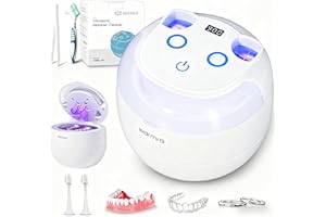 WARMRA Ultrasonic Retainer Cleaner Machine, 45kHz Ultrasonic Cleaner for Dentures, U-V Light, 4 Modes for Retainer, Dentures, Aligners, Mouth Guards, Night Guards, Toothbrush Heads, Whitening Trays, Jewelry