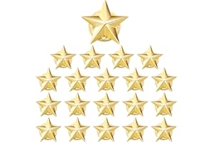 Hicarer 20 Pieces 5 Point Star Badge Gold Lapel Pin for 4th of July Memorial Veterans Independence Labor Day Theme Party Favor Costume Decorations