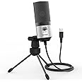 FIFINE Recording Microphone with Volume Control for Zoom, Video Meeting, Online Class on PC/Laptop, Metal Condenser Desktop Mic for Windows and Mac, Silver - K669S