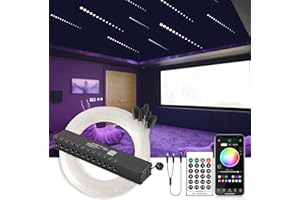 SUNKENET Meteor 3W 96pcs*0.75mm*3m Fibra óptica LED, 12LED Luces de Fibra óptica con Bluetooth/Control Remoto+Cable Divisor de alimentación CC para Techo de Coche/hogar (Solo Efecto Estrella fugaz)