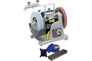 Fartools Affûteur à eau 120W Ø200mm Vitesse variable 30à150tr/min, inverseur de sens, couple réglable, poignée de transport, livré avec pate à graisser, pierre à polir et rapporteur d'angles
