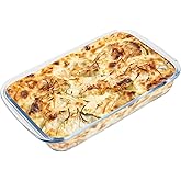 DAWRIS 1.6L Glass Lasagne Dish - Rectangular Baking and Roasting Oven Dish - Microwave, Dishwasher, and Freezer Safe Cookware