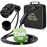 Cavo Ricarica Auto Elettrica Tipo 2 22KW 32A Trifase 5metri 480V Max. Cavo Auto Elettrica Tipo 2 con Borsa Compatible con Tes