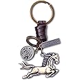 AuPra Racing Horse Leather KeyChain Best Friend Gift Idea Women Men House Safe KeyRing Girl Boy Friendship Extra Small Present Home Car Key Chain Ring