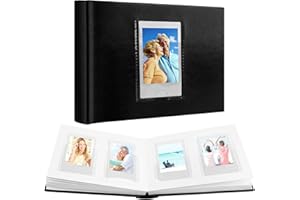 RUIBYTREE 64 Pockets Mini Photo Album with Writing Space, Front Window, Photo Album 3 Inch Compatible with Fujifilm Instax Mini Film EVO 7+ 8 9 11, Fits Polaroid 300, HP Sprocket, K-pop Photocards(Black)