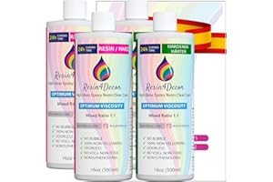 Resina Epoxi Transparente RESIN4DECOR 1:1 Para Manualidades Artesanía Fabricación de Joyas Moldes No es Amarillento No es Tóxico Acabado de Alto Brillo de Curado de 24 horas Inodoro - 2000ml
