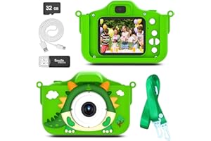 saiyuanxing Kids Camera,Silicone Case 2.0 Inch IPS Screen 1080P Video Camcorder，40MP Kids Digital Dual Lens Camera with，32GB Memory Card，3-12 Year Old Boys and Girl Camera，Holiday and Birthday Gifts.