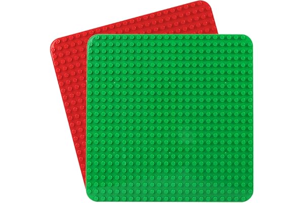 Grande plaque Compatible avec Lego Duplo, 38 x 38 cm plaque de base, jouet de construction pour filles et garçons (2 pièces, Rouge, Vert)
