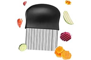 YUGUOLAN Wellenschneider Baby, Wellenmesser Für Gemüse, Riffelmesser, Wellenschnittmesser, Crinkle Cutter, Für Gemüse,Pommes, Butter, Und Obst (Schwarz)