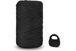 ‎IEGROW iEGrow 400 g T-Shirt Garn, Häkelgarn, Textilgarn für gehäkelte Körbe, geeignet für Handtasche, Taschen, Teppiche, Heimdekoration, DIY-Kunsthandwerk, Chunky Yarn für Anfänger Schwarz