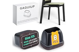 GAGUIUP 8 protectores de patas de silla de fieltro negro para suelo, rectangulares para cama, silla, patas de muebles, protectores de suelo para suelos de madera dura, color negro, longitud 22-30 mm, ancho