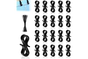 NECXON Lot de 120 Crochets de gouttière Noirs en Plastique réutilisables, avec 20 Attaches en Nylon, Merveilles en Plastique pour Toutes Les Occasions