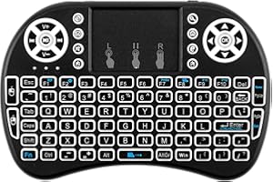 JCSJK Mini Wireless Keyboard with Trackpad, 2.4G Small Multimedia Keyboard Handheld Remote with Backlit Rechargeable Battery for PC Laptop Smart TV KODI Android TV Box Windows