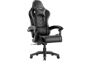 Blisswood Gaming Chair, Ergonomic Racing Gaming Chair for Adults with Lumbar Support, Heavy Duty Recliner Chair upto 150Kg Weight Capacity Swivel Chair (Black)