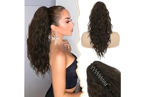‎BARSDAR BARSDAR Klauen Clip Pferdeschwanz Verlängerung, 45 cm Lange Lockige Wellige Clip in Pferdeschwanz Haarverlängerungen Natürliche Synthetische Haarteile Ponytail Extension für Frauen