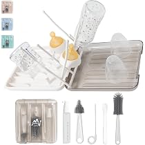 Set 4 Spazzole Per Biberon 5 In 1 - Kit Pulizia Con Spazzola Per Bottiglie E Per Fessure In Silicone E Acciaio - 4