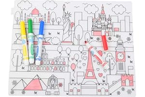 DOODLE MAT FUN Colouring Activity Placemats For Kids Washable Easily Wipe clean FDA Approved Silicone Reusable Doodle Dinner Mat Waterproof Place Mat Keeps Children and Toddlers Entertained 40 x 30 cm