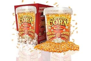 MACCORNS OF SCOTLAND. EST. 1991 MacCorns USA Top Grade Popping Corn - 1 Litre Tub American Kernels for Popcorn Makers, Traditional Popping & Popcorn Machines - Boxed, Resealable & Reusable
