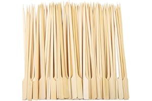 ANECO 100 Pieces Wooden Paddle Skewers Barbecue Wooden Skewers Cocktail Sticks for Barbeque, Kebabs, Burgers, Cocktails, Buffets Party