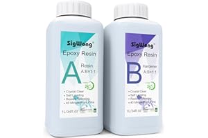 SIGWONG Epoxy Resin Clear Crystal Coating Kit 68oz/2L - 2 Part Casting Resin for Art, Craft, Countertop, Wood, Jewelry Making, River Tables