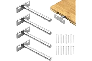 YEYIT 4 sztuki wiszących uchwytów do regału, 10 cm, niewidoczne, pływające wsporniki regałowe, mocowanie ścienne do montażu na ścianie, ukryte półki ścienne, srebrne