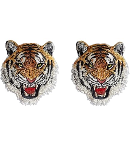 2 Stück Gestickte Tiger-Aufnäher – Ca. 9,3x7,5 Cm, Zum Aufbügeln Oder Aufnähen, Für Kleidung & Taschen