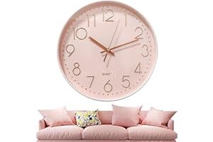 Chedin 30cm Rund wanduhr ohne tickgeräusche Modern Quarz Wanduhr Ohne Tickgeräusche,Wanduhr Kinder,Wanduhr Groß,Uhrwerk für Wanduhr Lautlos (Rosa/Roségold)