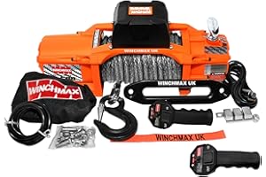Winchmax 13.500 Libras (6.123 kg) Serie SL Cabrestante eléctrico Original Naranja de 12v. Cuerda de Dyneema, Control Remoto inalámbrico Doble.