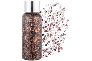 GL-Turelifes - Glitter Body Gel, con lustrini, per festival, prodotto cosmetico per viso, capelli, unghie; trucco di lunga durata, sfavillante, 30 g (#7 Bronzo)