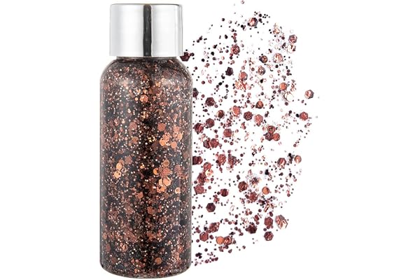 GL-Turelifes Sirène Paillettes Chunky Glitter Liquide Fard À Paupières Body Gel Festival Cosmétique Visage Cheveux Ongles Maquillage Longue Durée Mousseux 30g (07# Bronze)