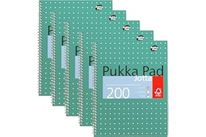 Pukka Pad, A4 Metallic Jotta Book 5 Pack – 21 x 30cm – Wirebound Notebook with 8mm Lines and 80GSM Paper – Features 4-Hole Punch Margins and Perforated Edges - 200 Pages, Green