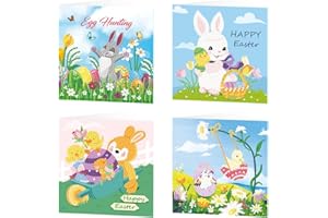 ZOYIEP 5D DIY Ostern Diamant Painting Grußkarten, Kleiner Hase Bemalte Eier Ostern Grußkarten DIY Handgefertigte Diamond Painting Grußkarten Frühling Tulpen Ostergeschenke für Kinder (#1)