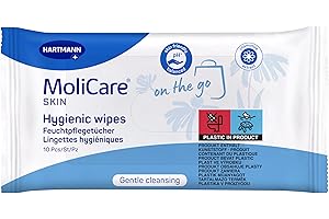 Molicare Skin - Lingettes Imprégnées pour Toute Occasion - Enrichies à la Camomille - pH Neutre à la Peau - Sachet de 10 unités