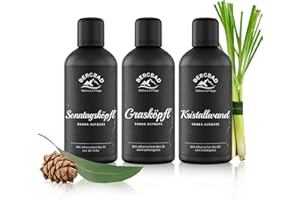 ‎BERGBAD BERGBAD 3 x 100ml BIO Saunaaufguss Set Waldluft - wohltuendes, erfrischendes Sauna-Aufgussmittel mit Bio-Alkohol, Wasser und 100% naturreinen ätherischen BIO Ölen