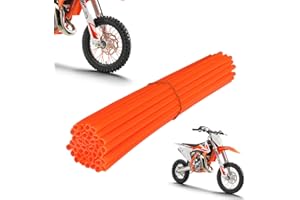 AN XIN 72 Pcs Orange Motocross Dirt Bike Rayon Peaux pour Jantes 19"-21" Roue Rim Spoke Covers Protect pour KTM SX65 SXF 350 SX125 XCW 150 XC W 200 SMR450 SX350 SXF400 SXS450 Bike Pit Dirt