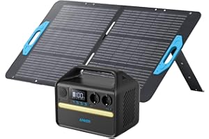 ‎ANKER Anker 535 Power Station mit 1 * 100W Solarpanel, tragbare Powerstation 512Wh, Balkonkraft LiFePO4, 60W USB-C PD Ladeleistung, PowerHouse für Draußen, Camping, Stromausfälle, Balkon